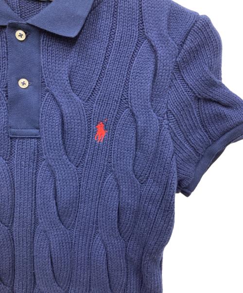 POLO RALPH LAUREN（ポロ・ラルフローレン）POLO RALPH LAUREN (ポロ・ラルフローレン) ケーブル編み半袖ニットポロシャツ ブルー サイズ:L 未使用品の古着・服飾アイテム