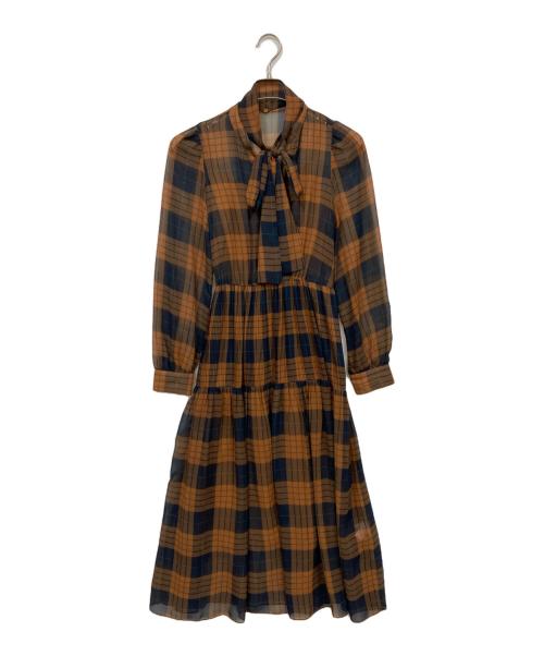 Diagram（ダイアグラム）Diagram (ダイアグラム) ボウタイ ワンピース ブラウン サイズ:36の古着・服飾アイテム