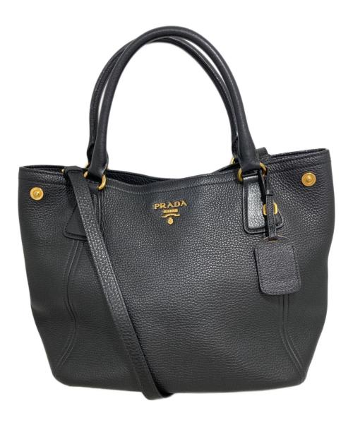 PRADA（プラダ）PRADA (プラダ) レザー 2WAYトートバッグ ブラックの古着・服飾アイテム
