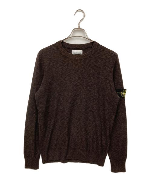 STONE ISLAND（ストーンアイランド）STONE ISLAND (ストーンアイランド) ロゴパッチ プルオーバー ニット ブラウン サイズ:Mの古着・服飾アイテム