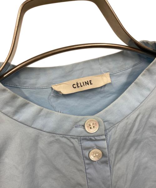 CELINE（セリーヌ）CELINE (セリーヌ) ノーカラーシャツ スカイブルー サイズ:UK34の古着・服飾アイテム