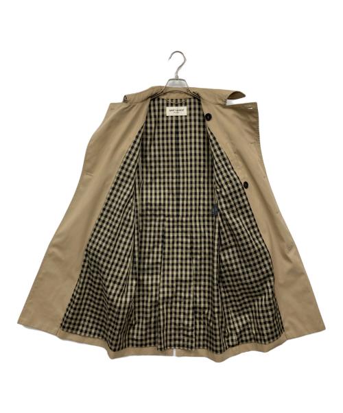 Saint Laurent Paris（サンローランパリ）Saint Laurent Paris (サンローランパリ) ベルテッド ロゴボタン トレンチコート ベージュ サイズ:36の古着・服飾アイテム