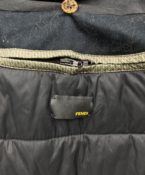 FENDI（フェンディ）FENDI (フェンディ) 中綿ライナー ファー付き ステンカラーコート ネイビー サイズ:38の古着・服飾アイテム