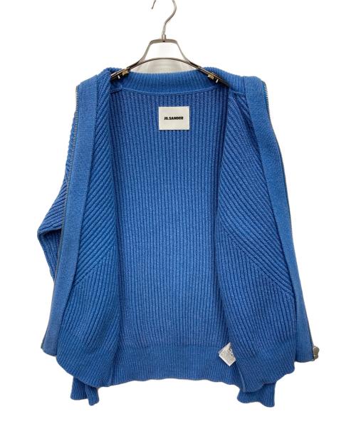JIL SANDER（ジルサンダー）JIL SANDER (ジルサンダー) ジップアップ リブニット セーター スカイブルー サイズ:44の古着・服飾アイテム