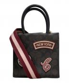 COACHコーチ）の古着「ミニ キャリー クロスボディ・シグネチャー キャンバス・スキー パッチ」｜ブラウン