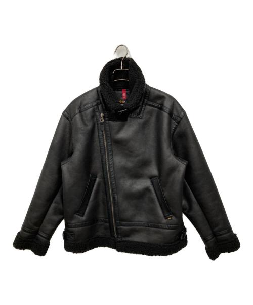 AVIREX（アヴィレックス）AVIREX (アヴィレックス) フェイクムートン ライダースジャケット ブラック サイズ:Lの古着・服飾アイテム