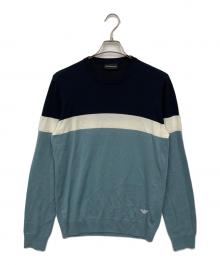 EMPORIO ARMANI（エンポリオ アルマーニ）の古着「ニット」｜ネイビー×スカイブルー