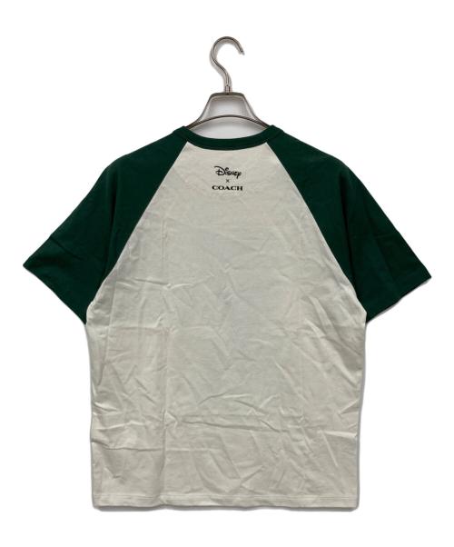 COACH（コーチ）COACH (コーチ) DISNEY (ディズニー) ラグランTシャツ ホワイト×グリーン サイズ:SMALL 未使用品の古着・服飾アイテム