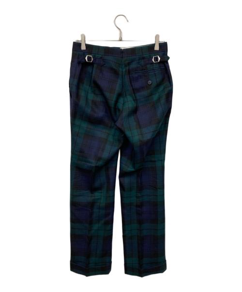 lacquer&c（ラクアアンドシー）lacquer&c (ラクアアンドシー) ブラックウォッチパンツ グリーン×ネイビー サイズ:44の古着・服飾アイテム