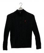 POLO RALPH LAURENポロ・ラルフローレン）の古着「ハーフジップケーブルニット」｜ブラック