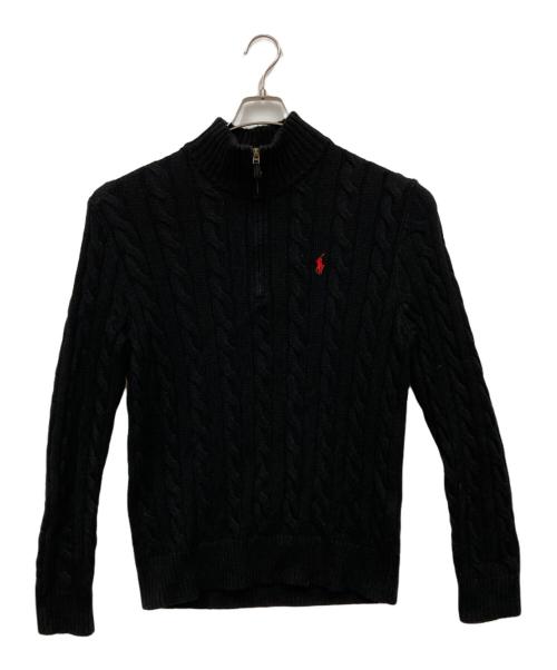POLO RALPH LAUREN（ポロ・ラルフローレン）POLO RALPH LAUREN (ポロ・ラルフローレン) ハーフジップケーブルニット ブラック サイズ:Mの古着・服飾アイテム