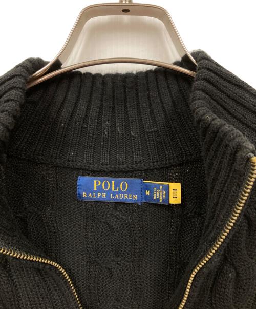 POLO RALPH LAUREN（ポロ・ラルフローレン）POLO RALPH LAUREN (ポロ・ラルフローレン) ハーフジップケーブルニット ブラック サイズ:Mの古着・服飾アイテム