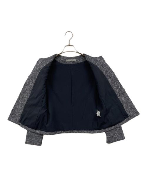 theory luxe（セオリーリュクス）theory luxe (セオリーリュクス) ノーカラーツイードジャケット ネイビー サイズ:38の古着・服飾アイテム