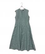 TOMORROW LAND collectionトゥモローランドコレクション）の古着「スムースリネン キーネックフレアワンピース」｜スカイブルー