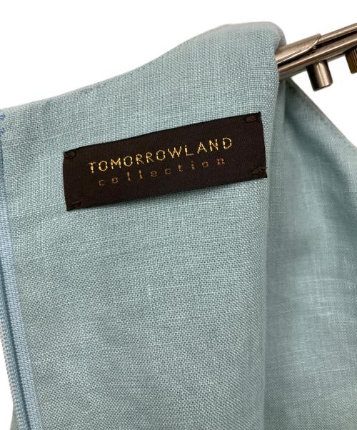 TOMORROW LAND collection（トゥモローランドコレクション）TOMORROW LAND collection (トゥモローランドコレクション) スムースリネン キーネックフレアワンピース スカイブルー サイズ:34の古着・服飾アイテム