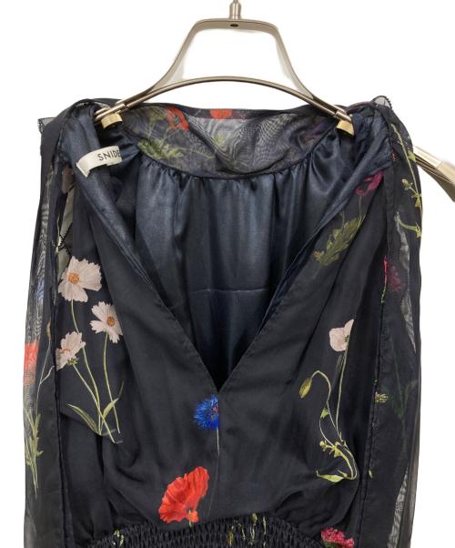 Snidel（スナイデル）Snidel (スナイデル) バックリボンシフォンワンピース ネイビー サイズ:1の古着・服飾アイテム