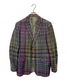 ETRO（エトロ）の古着「リネンチェックテーラードジャケット」｜パープル