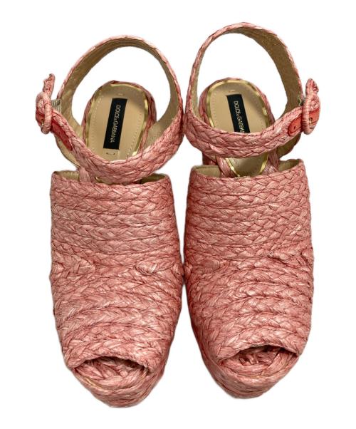 DOLCE & GABBANA（ドルチェ＆ガッバーナ）DOLCE & GABBANA (ドルチェ＆ガッバーナ) ウェッジソールサンダル ピンク サイズ:37の古着・服飾アイテム