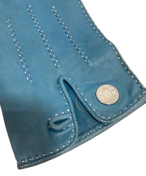 HERMES（エルメス）HERMES (エルメス) レザーグローブ スカイブルー サイズ:7の古着・服飾アイテム