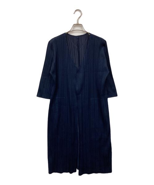 PLEATS PLEASE（プリーツプリーズ）PLEATS PLEASE (プリーツプリーズ) ロングカーディガン ネイビー サイズ:2の古着・服飾アイテム