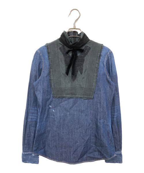 DSQUARED2（ディースクエアード）DSQUARED2 (ディースクエアード) ドッキングデニムブラウス ネイビー サイズ:42の古着・服飾アイテム