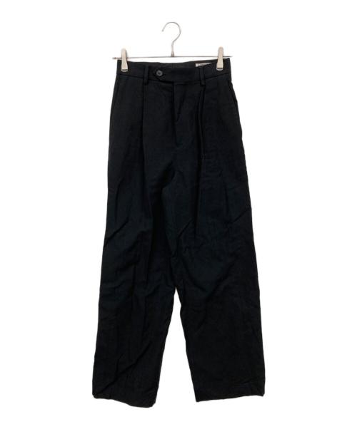 AURALEE（オーラリー）AURALEE (オーラリー) wool cotton linen ox onetuck slacks ブラックの古着・服飾アイテム