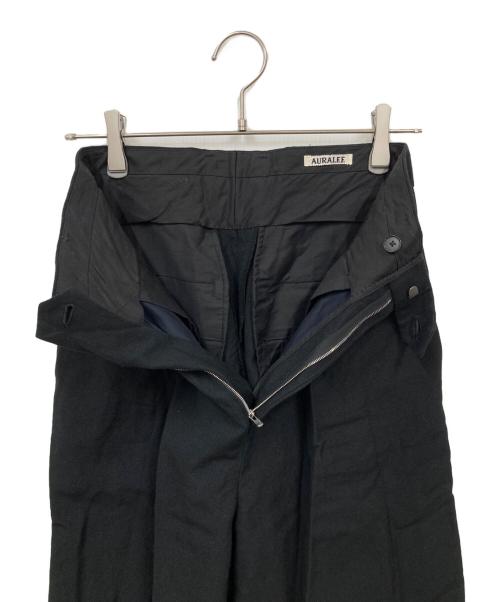 AURALEE（オーラリー）AURALEE (オーラリー) wool cotton linen ox onetuck slacks ブラックの古着・服飾アイテム