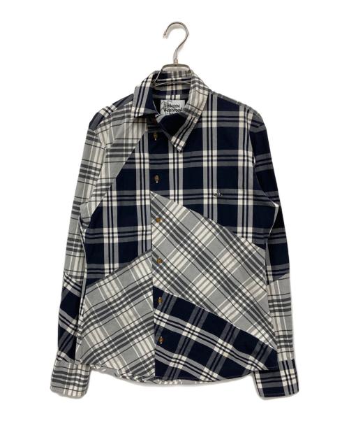 Vivienne Westwood（ヴィヴィアンウエストウッド）Vivienne Westwood (ヴィヴィアンウエストウッド) 変形シャツ ネイビー サイズ:46の古着・服飾アイテム