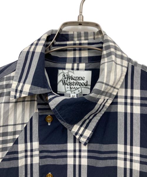 Vivienne Westwood（ヴィヴィアンウエストウッド）Vivienne Westwood (ヴィヴィアンウエストウッド) 変形シャツ ネイビー サイズ:46の古着・服飾アイテム