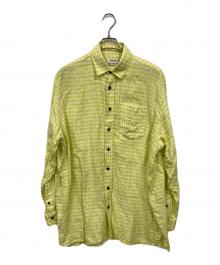Acne studios（アクネ ストゥディオズ）の古着「ATLENT PICNIC リネンチェックシャツ」｜イエロー