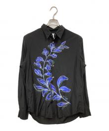 PAUL SMITH（ポールスミス）の古着「エンブロイダリー ボタニカル カジュアルシャツ」｜ブラック