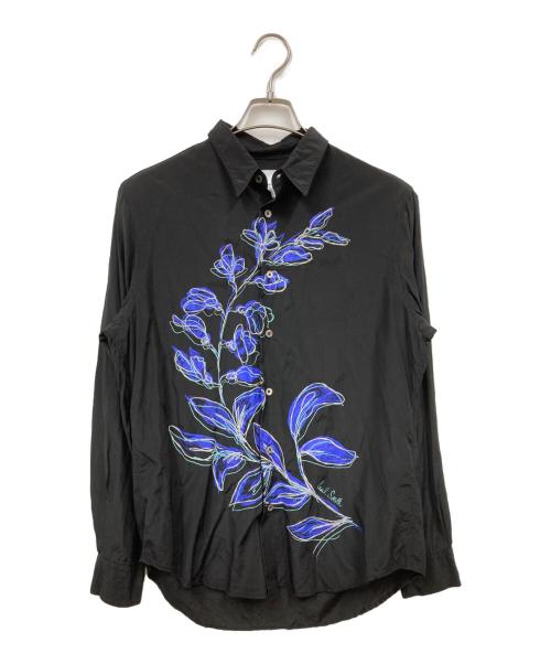 PAUL SMITH（ポールスミス）Paul Smith (ポールスミス) エンブロイダリー ボタニカル カジュアルシャツ ブラック サイズ:MEDIUMの古着・服飾アイテム