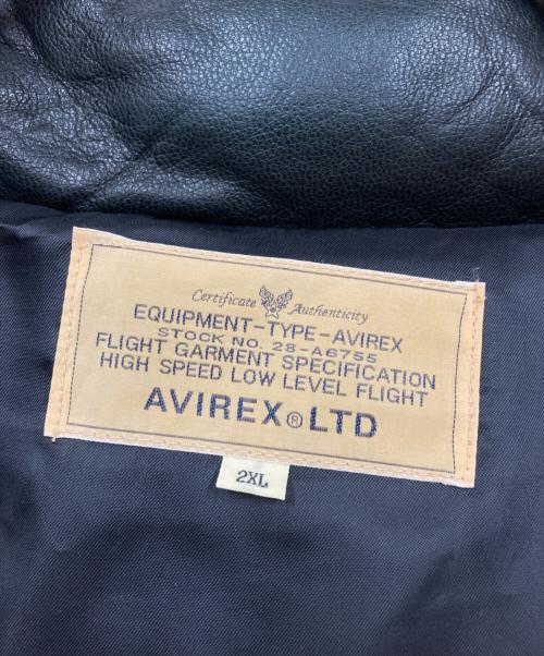 AVIREX（アヴィレックス）AVIREX (アヴィレックス) レザーダウンジャケット ブラック サイズ:2XLの古着・服飾アイテム