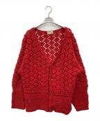Mcmachan Woolen×Niche.マクマーンウーレン×ニッチ）の古着「クロシェニットカーディガン」｜レッド
