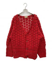 Mcmachan Woolen×Niche.（マクマーンウーレン×ニッチ）の古着「クロシェニットカーディガン」｜レッド
