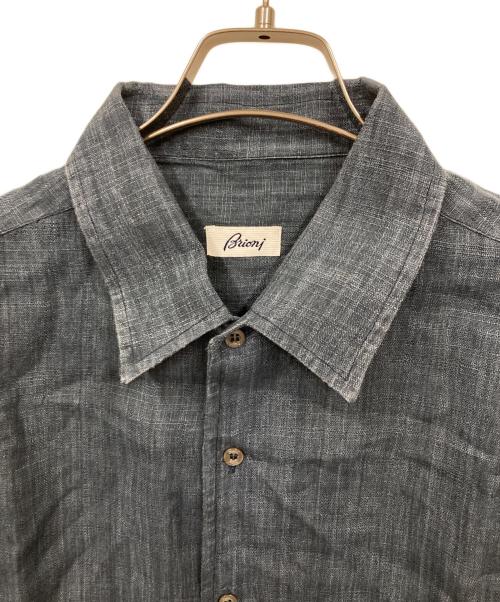 BRIONI（ブリオーニ）BRIONI (ブリオーニ) リネン半袖シャツ ネイビー サイズ:Vの古着・服飾アイテム