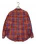 Y'S for men（ワイズフォーメン）の古着「ノーカラーチェックシャツ」｜レッド