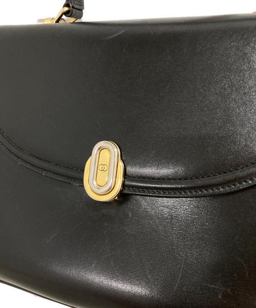 GUCCI（グッチ）GUCCI (グッチ) レザーハンドバッグ ブラックの古着・服飾アイテム
