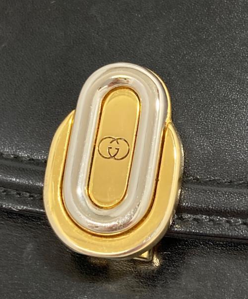 GUCCI（グッチ）GUCCI (グッチ) レザーハンドバッグ ブラックの古着・服飾アイテム