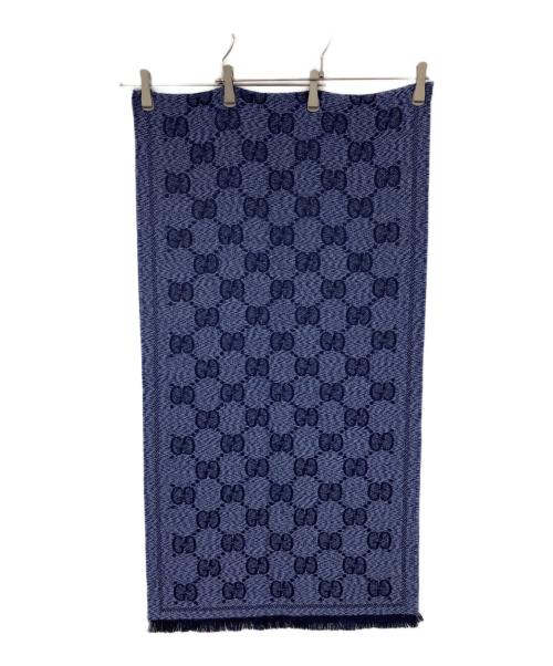 GUCCI（グッチ）GUCCI (グッチ) GGウールジャガードスカーフ ブルーの古着・服飾アイテム