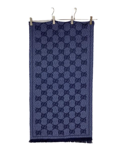 GUCCI（グッチ）GUCCI (グッチ) GGウールジャガードスカーフ ブルーの古着・服飾アイテム