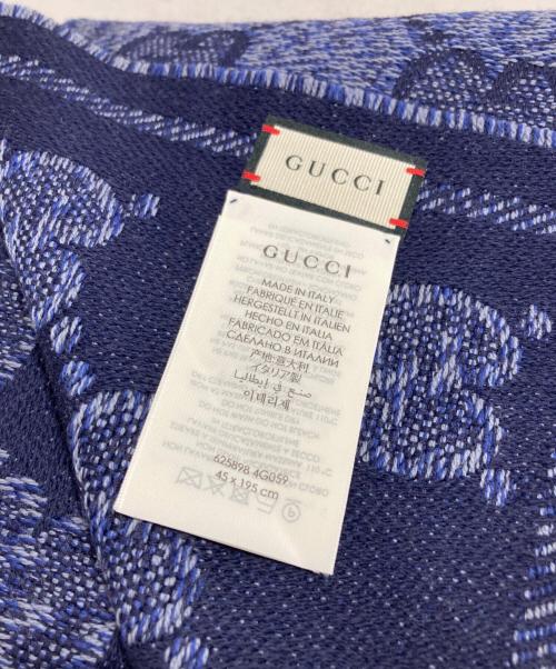 GUCCI（グッチ）GUCCI (グッチ) GGウールジャガードスカーフ ブルーの古着・服飾アイテム