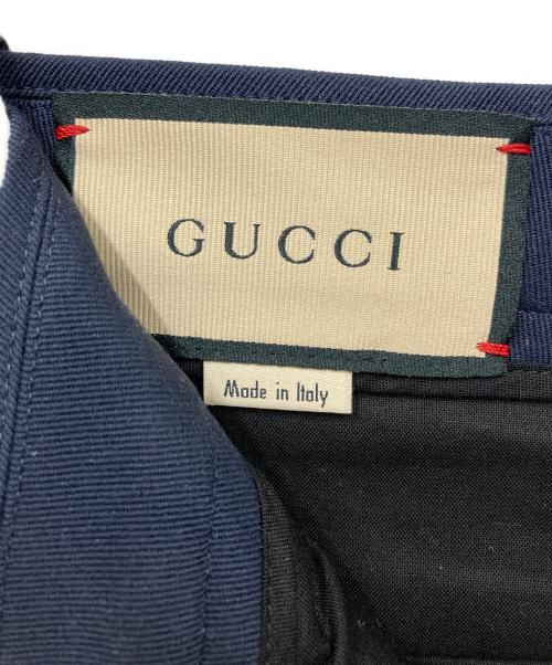 GUCCI（グッチ）GUCCI (グッチ) GGロゴパッチスラックス ネイビー サイズ:48の古着・服飾アイテム