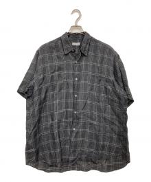 COMME des GARCONS HOMME（コムデギャルソン オム）の古着「半袖チェックリネンシャツ」｜ブラック