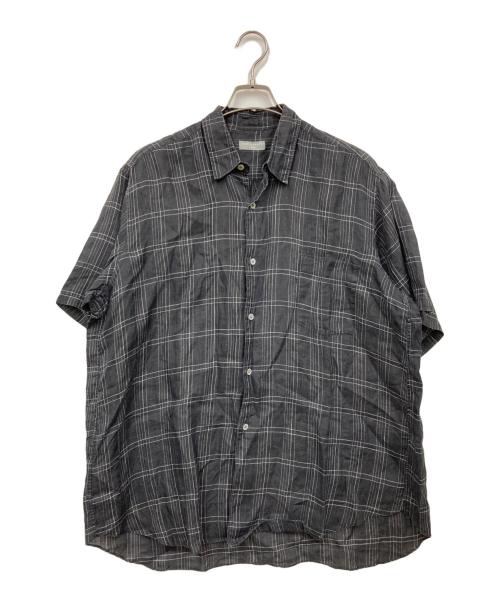 COMME des GARCONS HOMME（コムデギャルソン オム）COMME des GARCONS HOMME (コムデギャルソン オム) 半袖チェックリネンシャツ ブラック サイズ:表記無しの古着・服飾アイテム