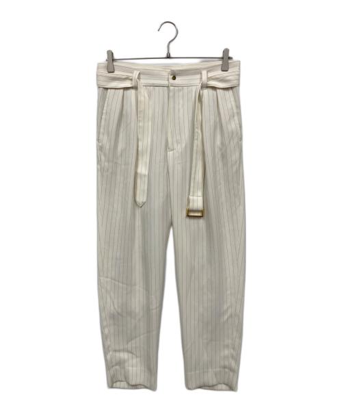 CULLNI（クルニ）CULLNI (クルニ) ベルト付ストライプパンツ ホワイト サイズ:1の古着・服飾アイテム