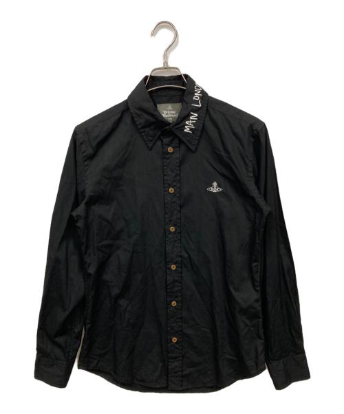 Vivienne Westwood man（ヴィヴィアン ウェストウッド マン）Vivienne Westwood man (ヴィヴィアン ウェストウッド マン) エンブロイダリー クラシックシャツ ブラック サイズ:46の古着・服飾アイテム