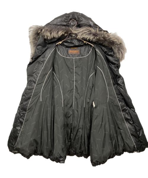 BALMAIN（バルマン）BALMAIN (バルマン) ラクーンファー付きベルテッドダウンコート ブラック サイズ:Lの古着・服飾アイテム