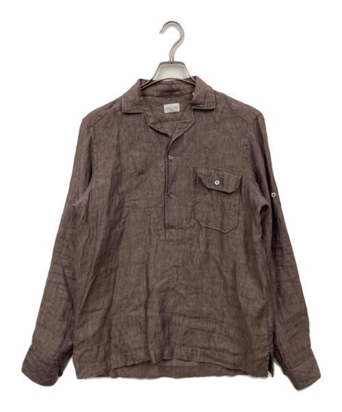 Bagutta（バグッタ）BAGUTTA (バグッタ) リネンプルオーバーシャツ ブラウン サイズ:39の古着・服飾アイテム