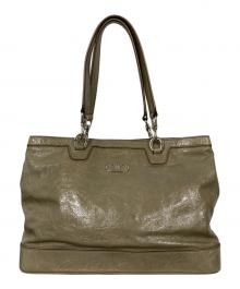 CELINE（セリーヌ）の古着「パテント マカダム トートバッグ」｜カーキ